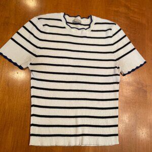 Active USA Striped Sweater Shirt | White & Black | Size Medium